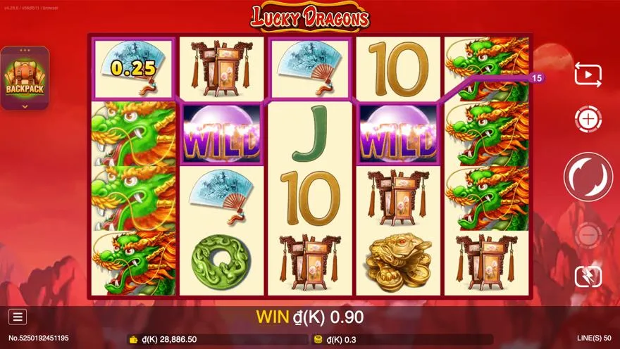 Ảnh bảng biểu tượng & tính năng game Lucky Dragons (slot JDB) chơi tại LC79