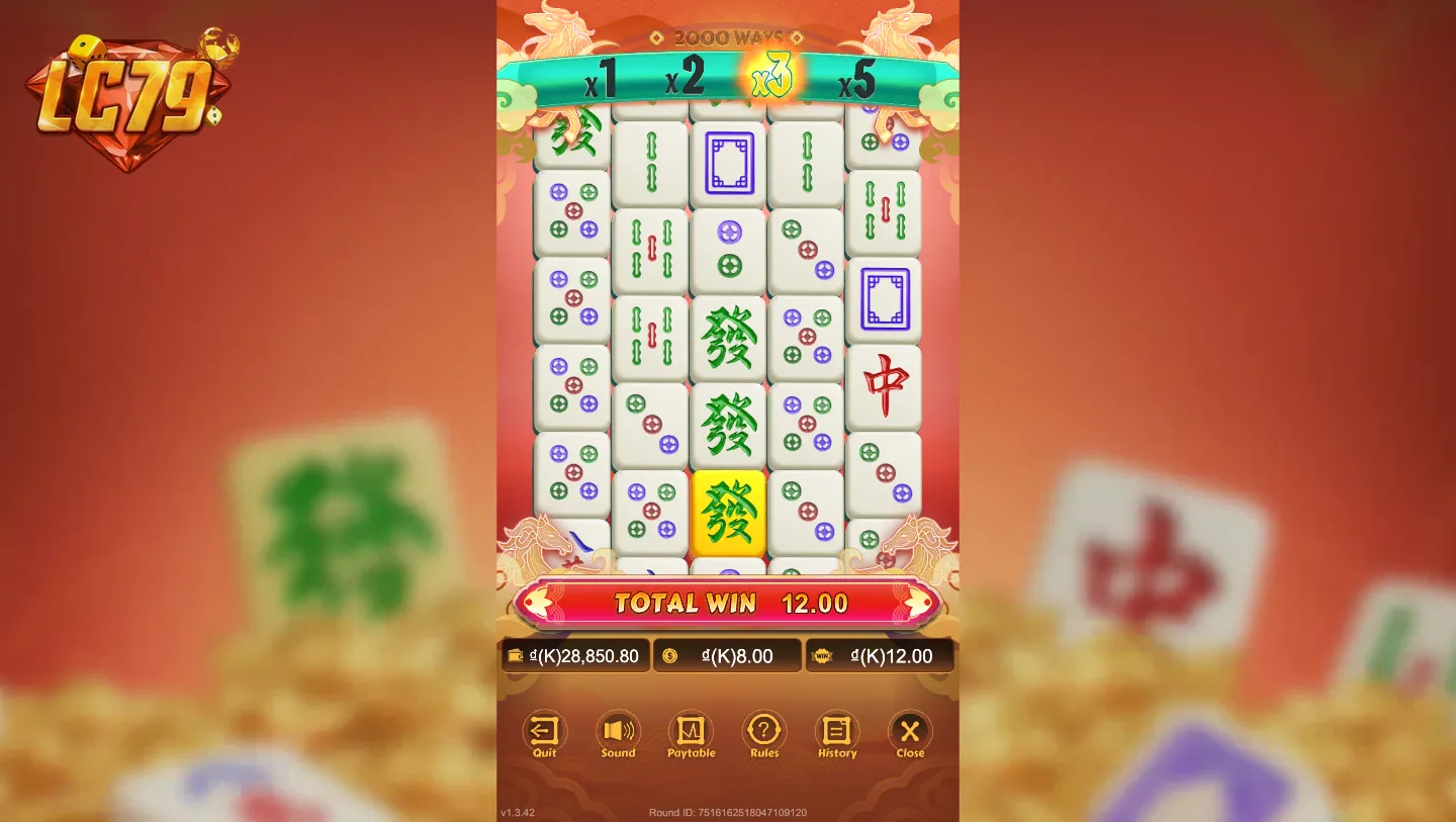 Bảng ký hiệu và quy tắc thắng của Mahjong Wins JDB trên LC79 với TOTAL WIN 12.00