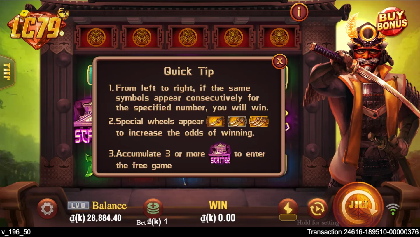 Luật chơi Shōgun JILI — 3 Scatter để vào Free Spin, Special Wheels tăng tỷ lệ thắng